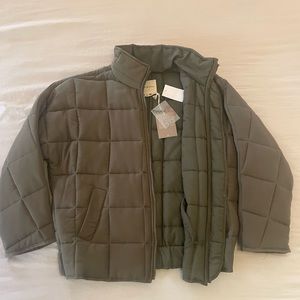 Olive puffer jacket